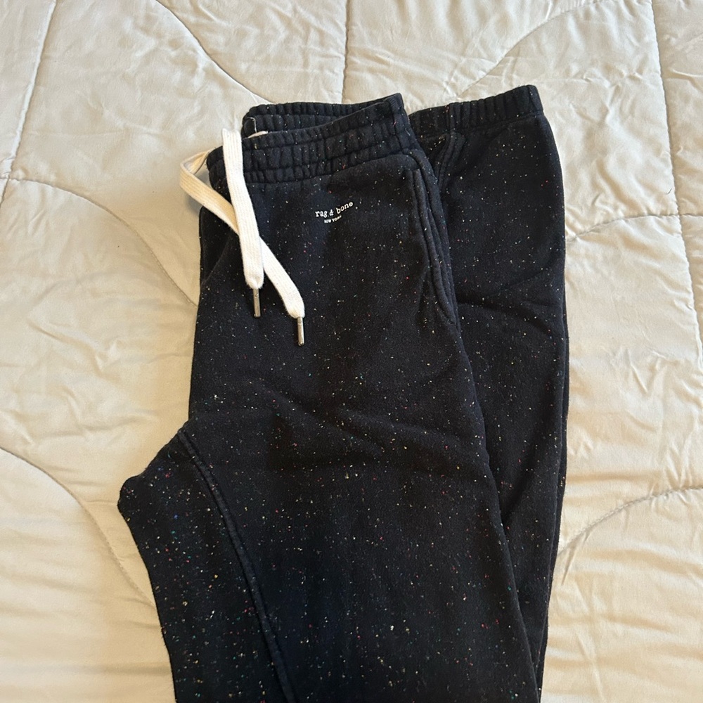 Rag & Bone Black Speckled Joggers with White Tie